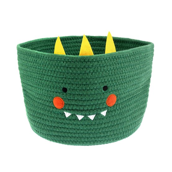 Green Dinosaur Cotton Rope Basket 30cm x 18cm  image number 1
