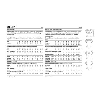 Know Me Women's Knit Tops  Sewing Pattern ME2078 (U5 16-24)