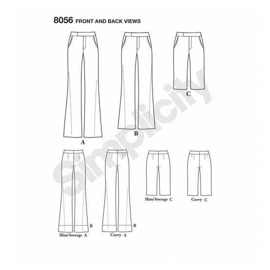 Simplicity Amazing Fit Trousers Sewing Pattern 8056 (20-28) image number 2