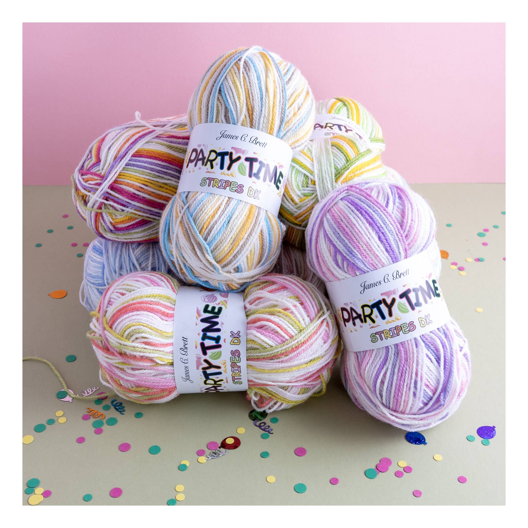 James C Brett Candy Stripe Party Time Stripes DK Yarn 100g Hobbycraft