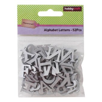 Silver 3D Wooden Letters 52 Pieces