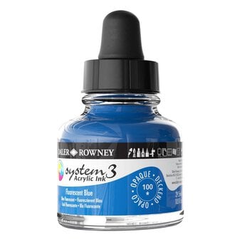 Daler-Rowney System3 Fluorescent Blue Acrylic Ink 29.5ml image number 2