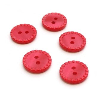 Hemline Red Basic Fancy Edge Button 5 Pack