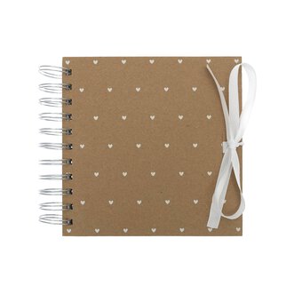 Spiral Bound Kraft Heart Spotted Scrapbook 6 x 6 Inches