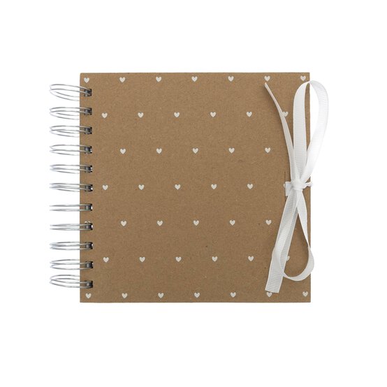 Spiral Bound Kraft Heart Spotted Scrapbook 6 x 6 Inches image number 1