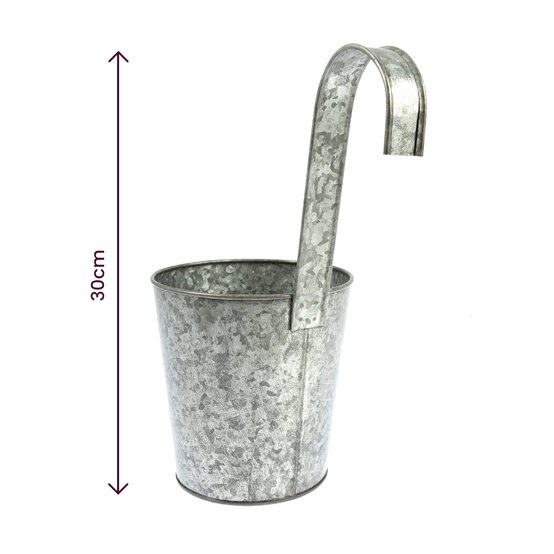Hanging Galvanised Metal Planter 14cm x 12cm x 30cm image number 4
