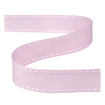 Baby Pink Grosgrain Running Stitch Ribbon 15mm x 4m