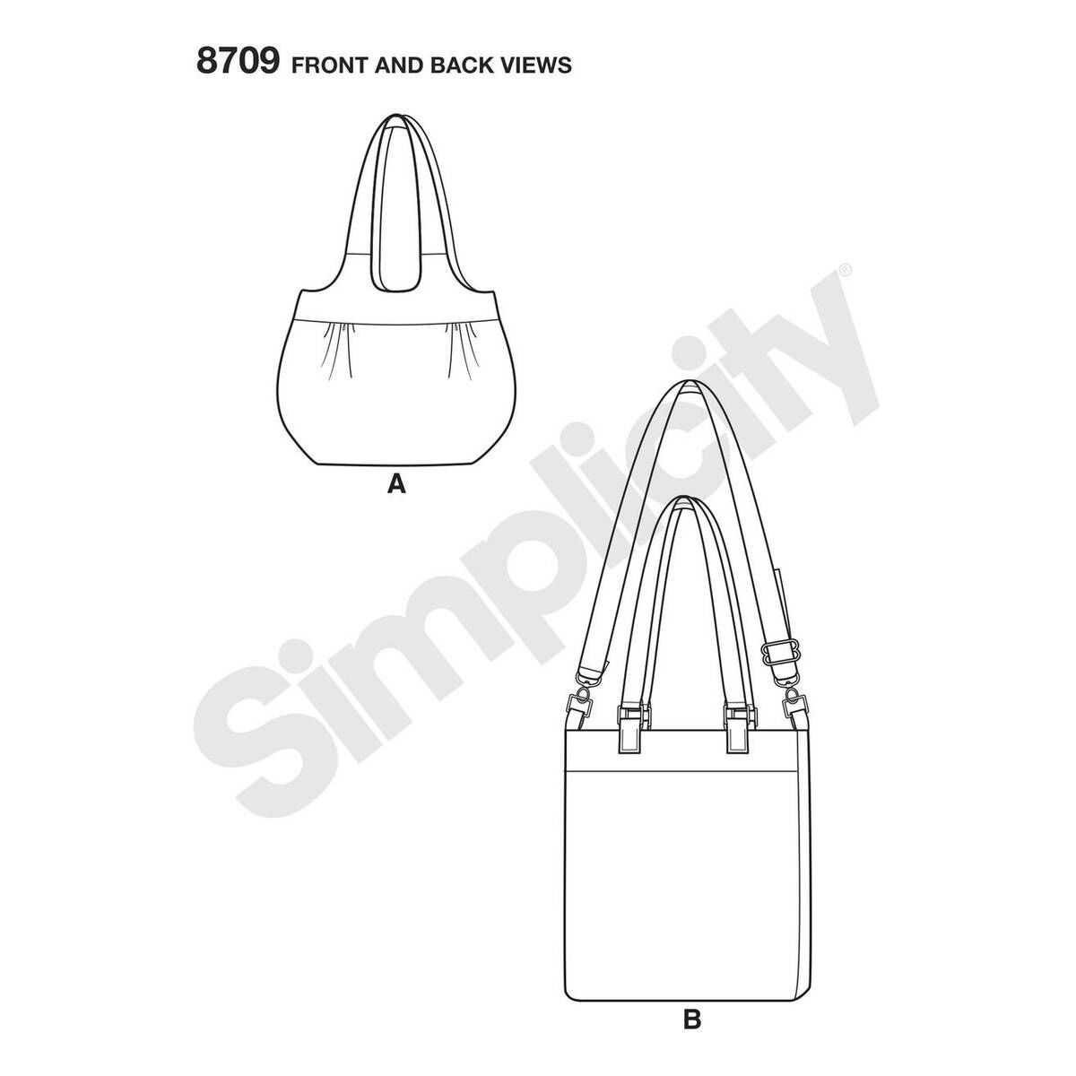 Simplicity Tote and Shoulder Bag Sewing Pattern 8709 Hobbycraft