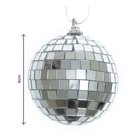 Silver Mirror Ball Decorations 2 Pack image number 3
