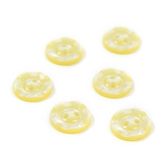 Hemline Yellow Basic Scalloped Edge Button 6 Pack image number 1