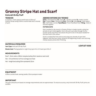 Knitcraft Granny Stripe Hat and Scarf Digital Pattern 0338 image number 4