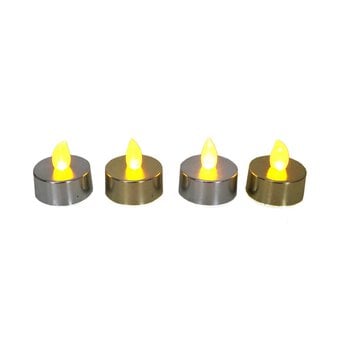 Gold and Silver LED Tealights 4 Pack image number 2