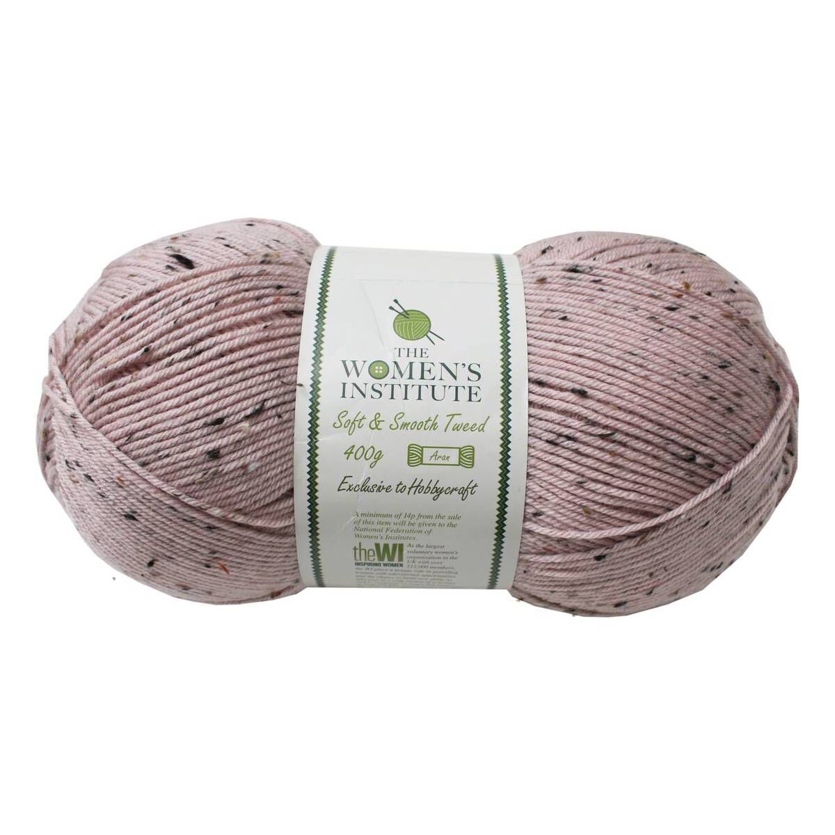 Women's Institute Pink Soft and Smooth Tweed Aran Yarn 400g Hobbycraft