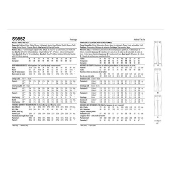 Simplicity Women's Trousers  Sewing Pattern S9852 (Y5 18-26)