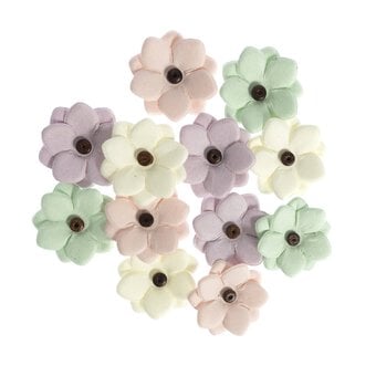 Sunny Rose Paper Flower Embellishments 12 Pieces