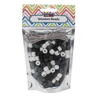 Black and White Wooden Bead Bag