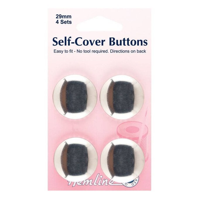 Hemline Brass Self Cover Buttons 29mm 4 Pack image number 1