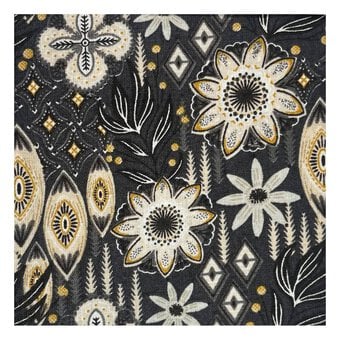 Floral Black Stone Branch Cotton Fabric by the Metre