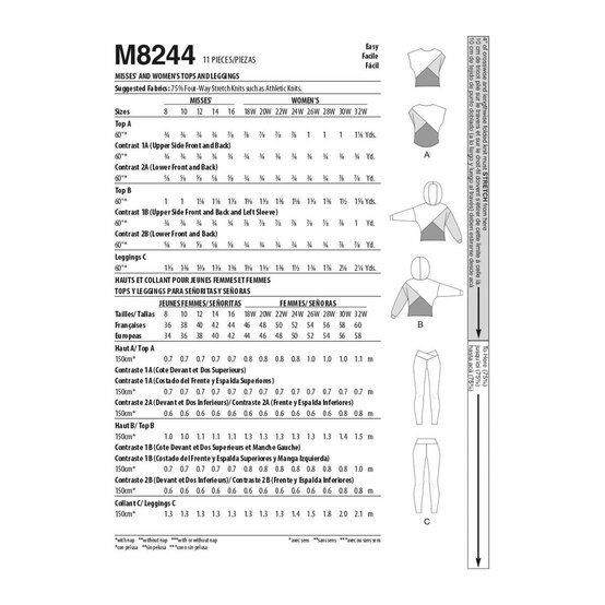McCall's Women's Sportswear  Sewing Pattern M8244 (RR 18W-24W) image number 2