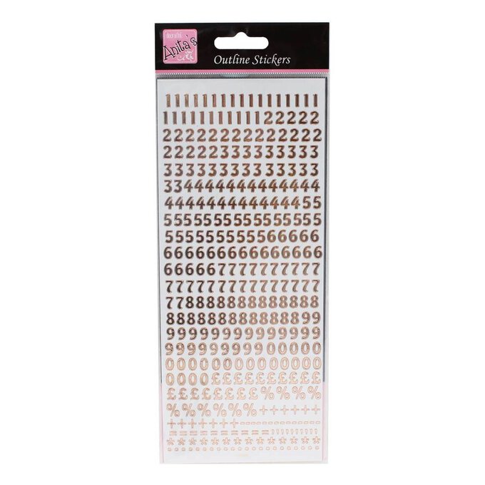 Anita's Small Rose Gold Number Outline Stickers image number 1