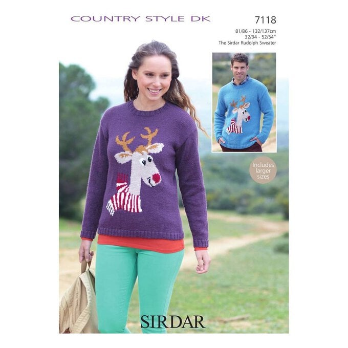 Sirdar Country Style DK Rudolph Christmas Jumper Digital Pattern 7118 image number 1