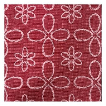 Red Stitch Look Floral Polycotton Print Fabric by the Metre