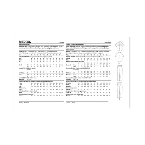 Know Me Men's Shirt and Trousers  Sewing Pattern ME2056 (AA 34-42) image number 2
