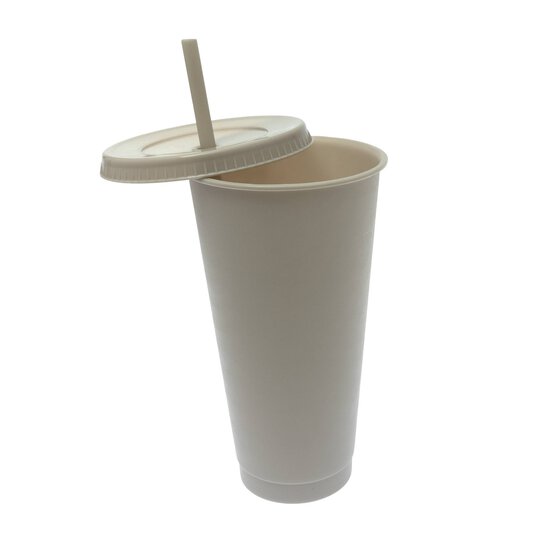 Nude Plastic Cup with Straw image number 3