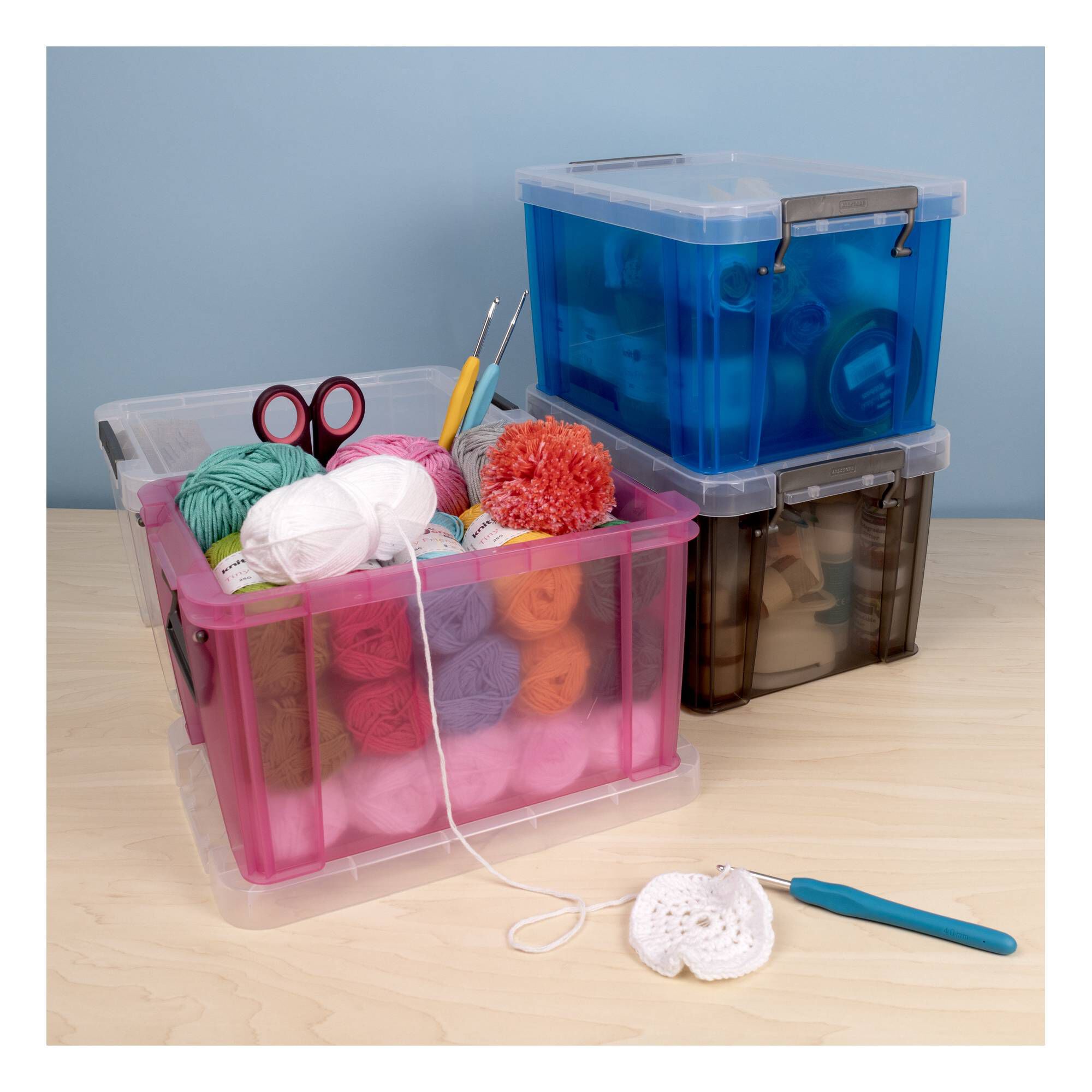 Whitefurze Allstore 5 Litre Transparent Pink Storage Box Hobbycraft