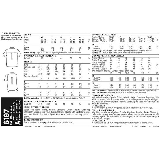 New Look Women and Men's Shirts Sewing Pattern 6197 image number 3