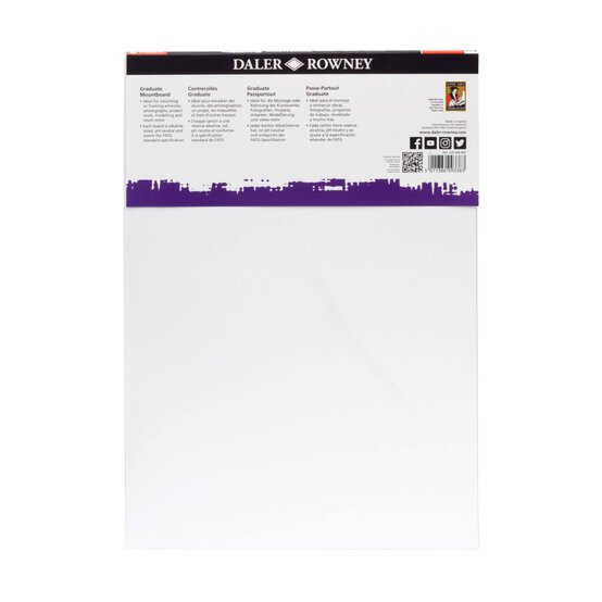 Daler-Rowney Graduate Ice White Cream Core Mountboard A3 8 Pack image number 3