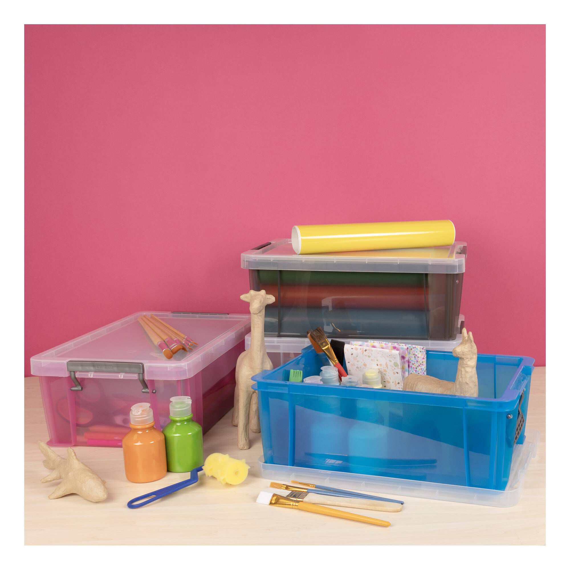 Whitefurze Allstore 10 Litre Transparent Blue Storage Box Hobbycraft