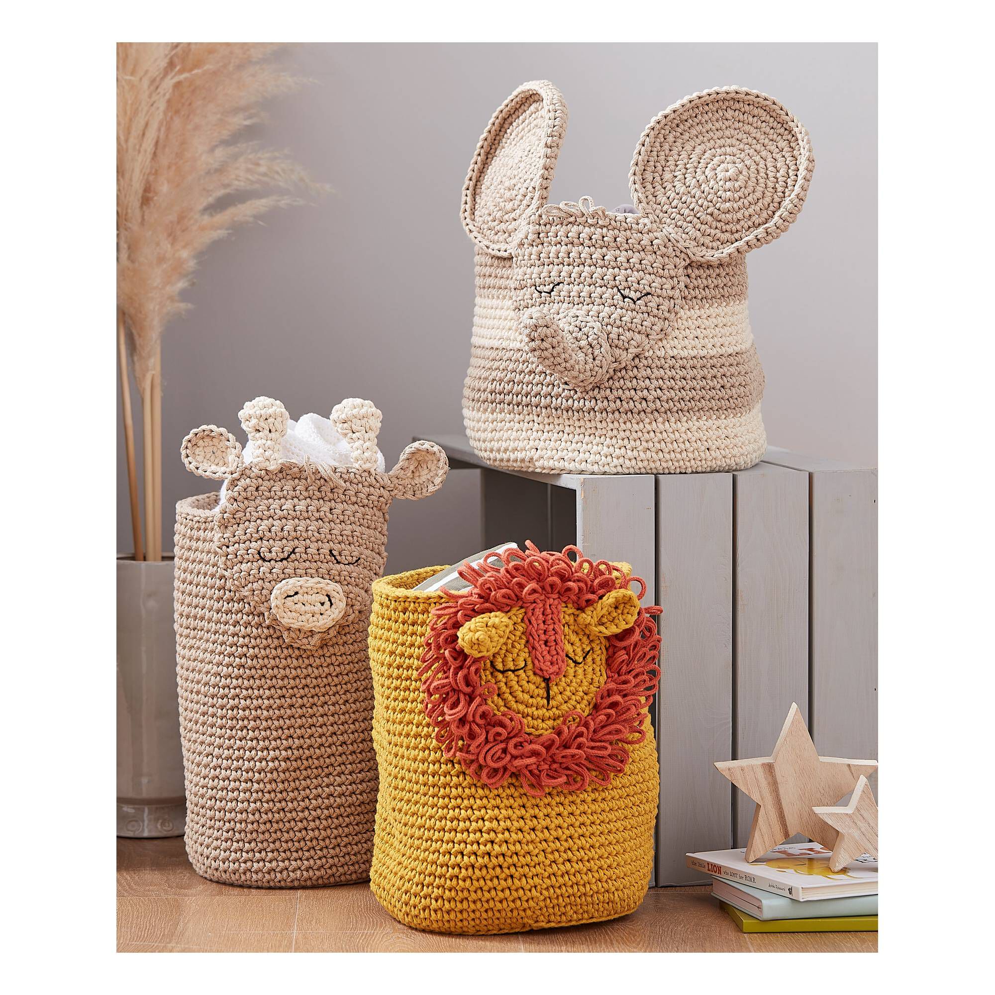 Knitcraft Crochet Animal Baskets Digital Pattern 0287 Hobbycraft