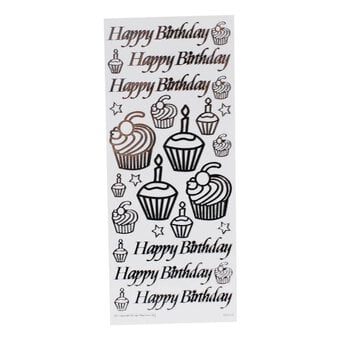 Anita's Silver Birthday Cupcake Outline Stickers image number 2