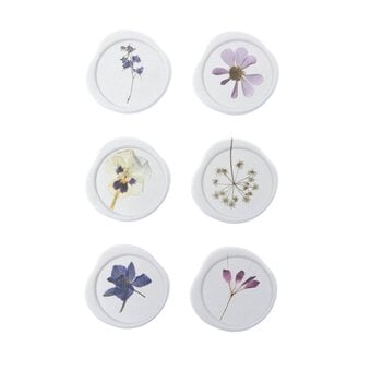 White Pressed Flower Envelope Seal Stickers 6 Pack