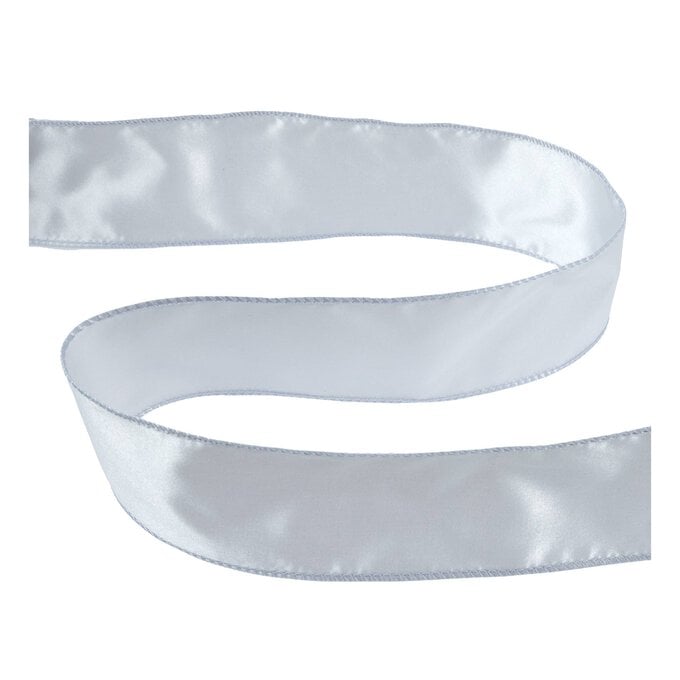 Light Silver Wire Edge Satin Ribbon 63mm x 3m image number 1