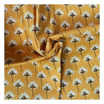 Eclectic Bloom Floral Mustard Cotton Fabric by the Metre