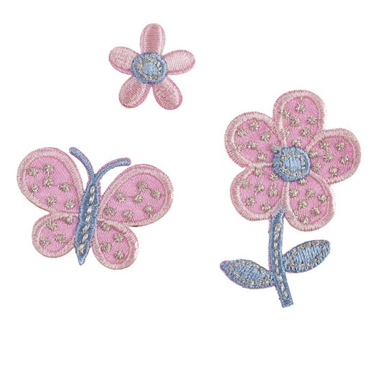 Trimits Flower and Butterfly Iron-On Patches 3 Pack image number 1