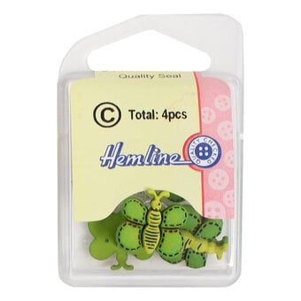 Hemline Green Novelty Bee Button 4 Pack image number 2