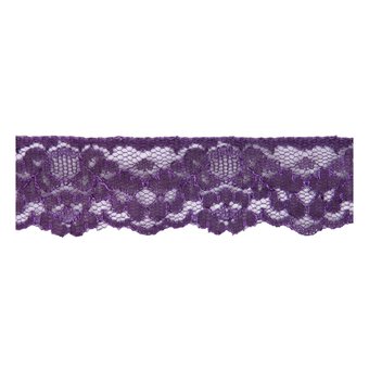 Purple 35mm Floral Nylon Lace Trim by the Metre