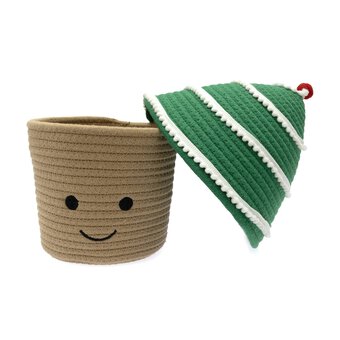 Smiley Christmas Tree Storage Basket 24cm