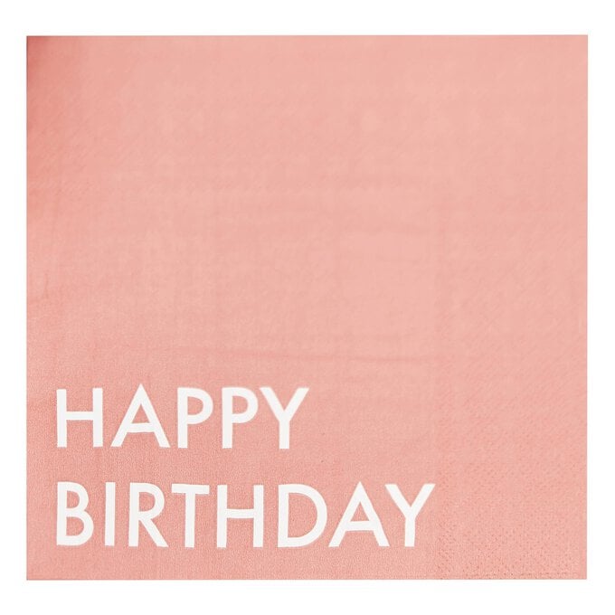 Ginger Ray Coral Happy Birthday Napkins 16 Pack image number 1