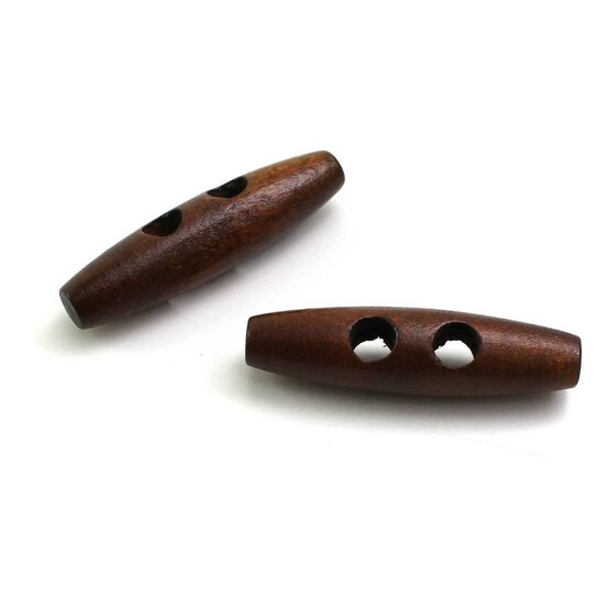 Hemline Dark Brown Woodtune Toggles 50mm 2 Pack image number 1