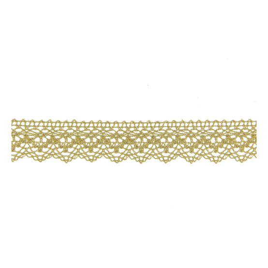 Gold Metallic Crochet Lace Trim by the Metre image number 1
