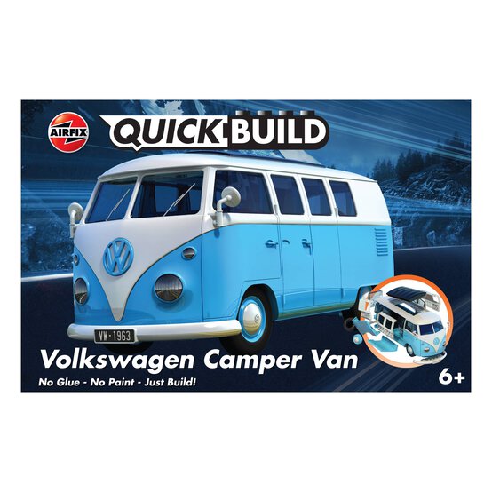 Airfix Quickbuild Blue Volkswagen Campervan Model Kit image number 1