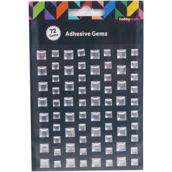 Silver Adhesive Square Gems 72 Pack image number 3