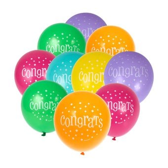 Bright Congrats Latex Balloons 10 Pack