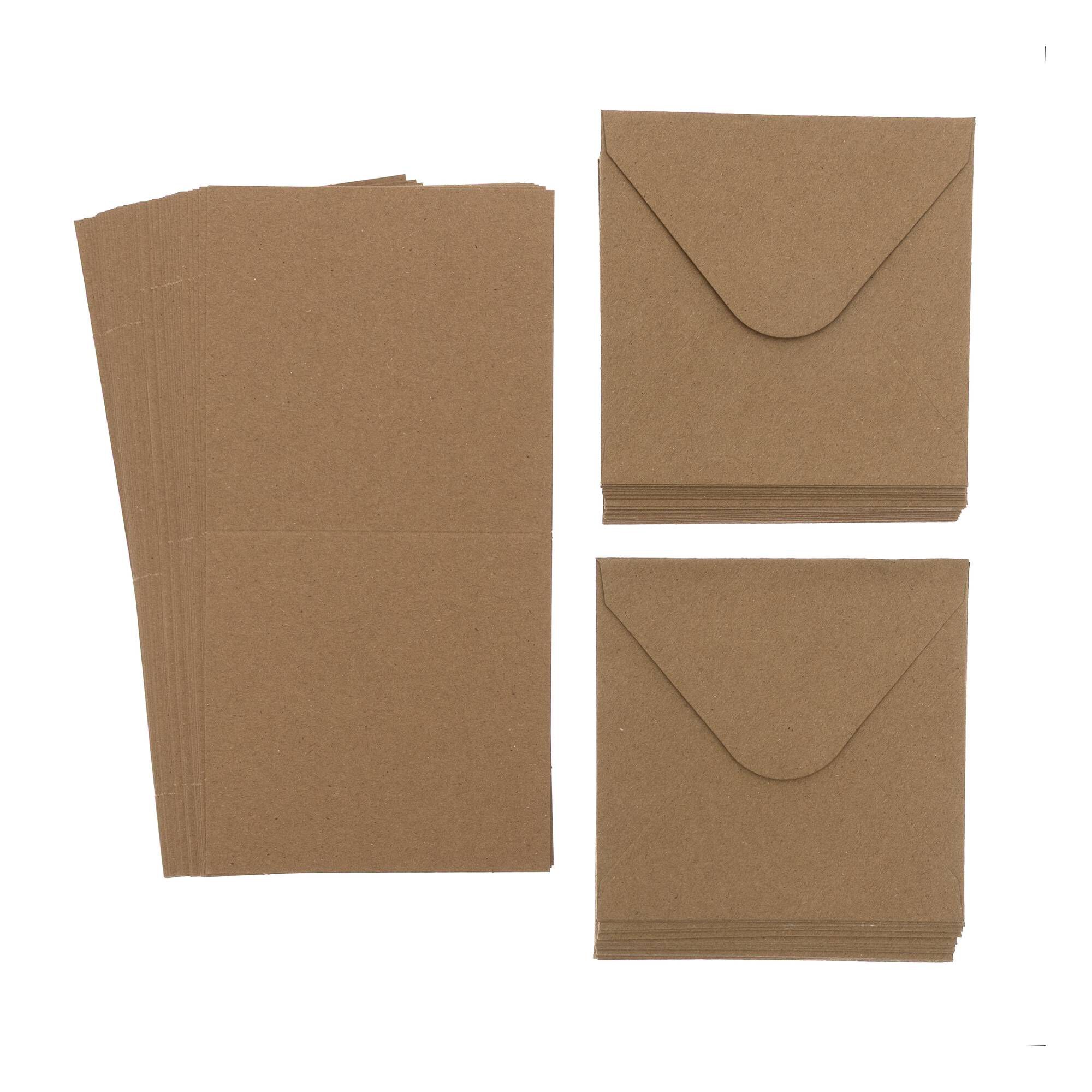 Kraft Cards and Envelopes 4 x 4 Inches 50 Pack | Hobbycraft