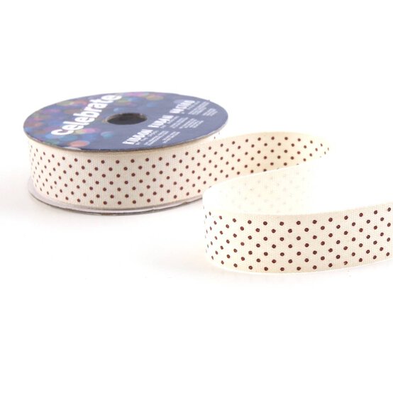 White with Red Dots Cotton Ribbon 16mm x 3m image number 3