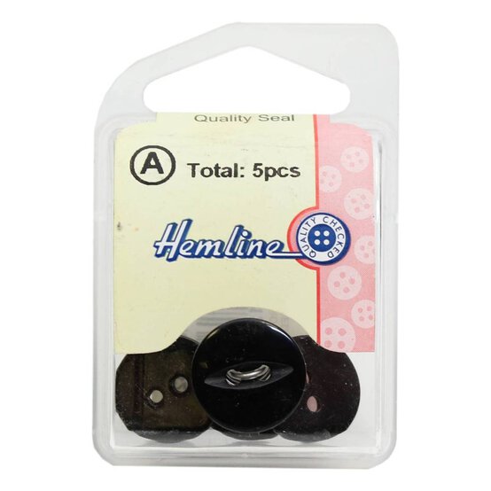 Hemline Black Basic Fish Eye Button 5 Pack image number 2
